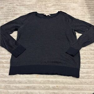 LOFT Navy & Light Gray Striped Crewneck Sweater size xl